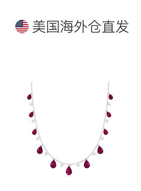 自营 ross-simons925 纯银罗斯-西蒙斯红宝石和养殖珍珠吊坠项链