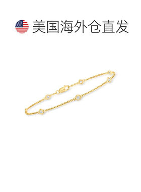 自营Ross-Simons 18 克拉黄金包边镶钻台手链 - 8 英寸 美国奥莱