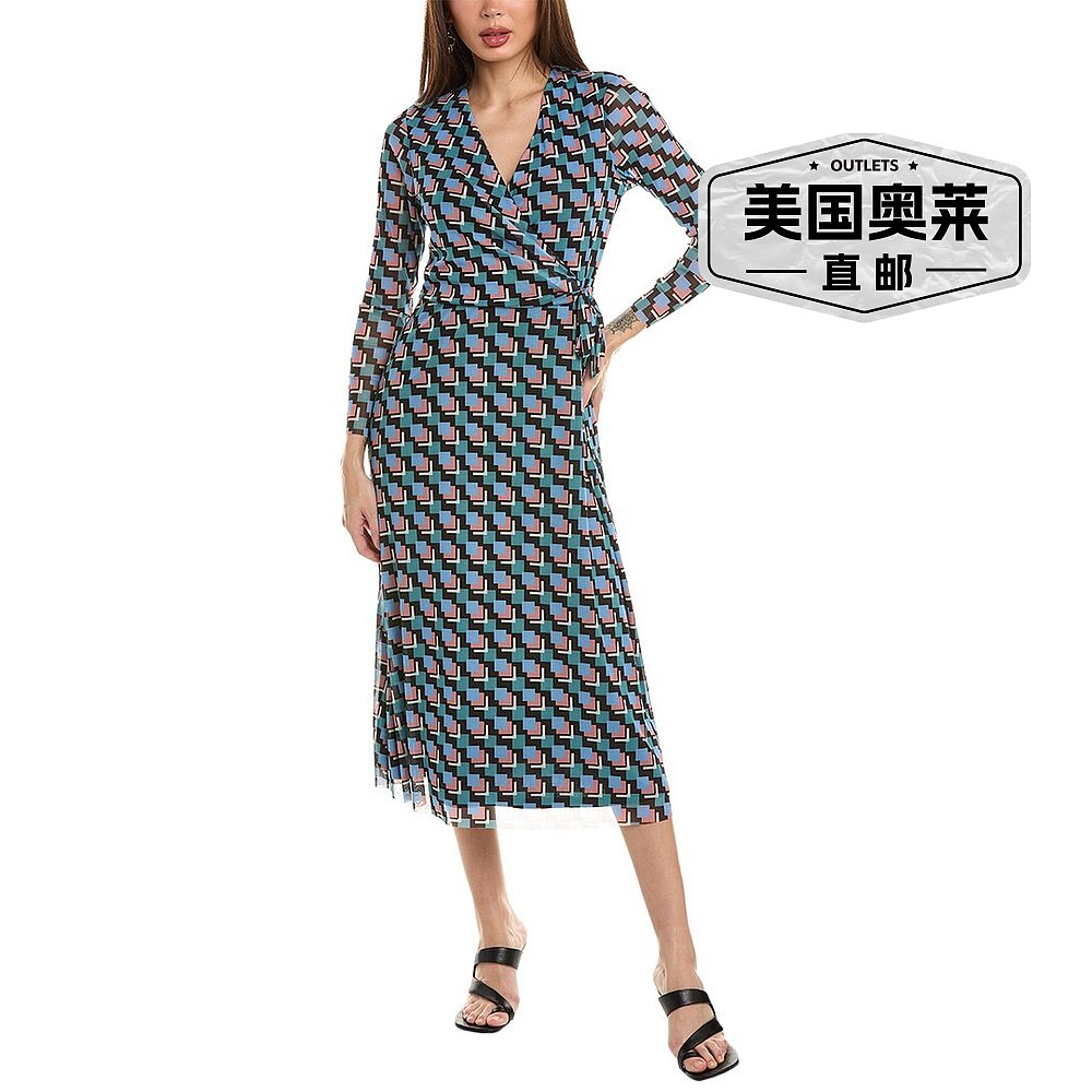 Anne Klein 方领系腰中长连衣裙 - 黑色 【美国奥莱】直发 - 图0