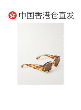 香港直邮alaia 女士 Lettering 圆框龟甲色醋纤太阳眼镜 AA0080S0