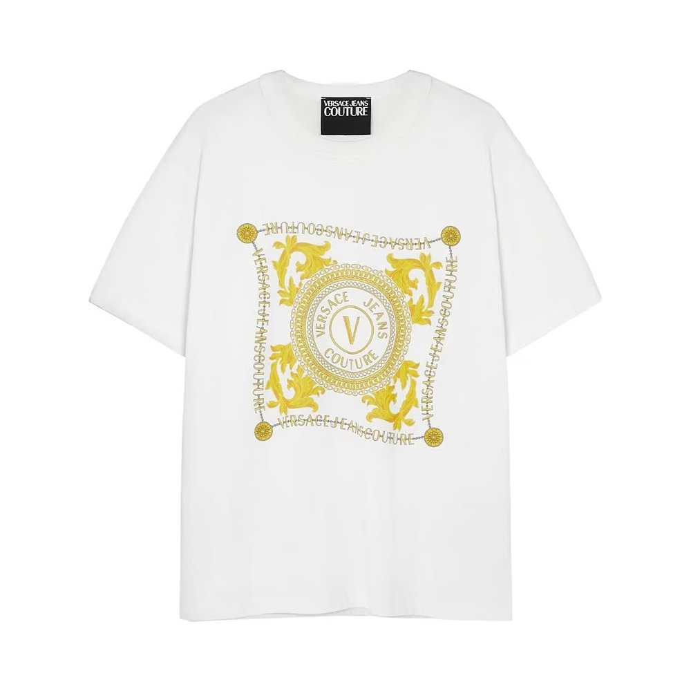 香港直邮VERSACE JEANS COUTURE 白色女士T恤 75GAHF07-CJ00F-G03 - 图0