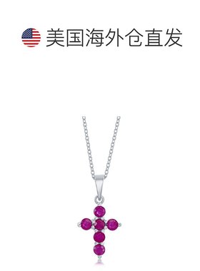 自营 simona纯银十字架项链 - 祖母绿 - 镀金 - 粉红色 美国奥莱