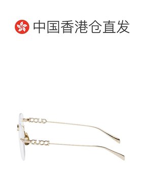 1h可退 香港直邮潮奢 Gucci 古驰 女士 金色 Block Text Square R