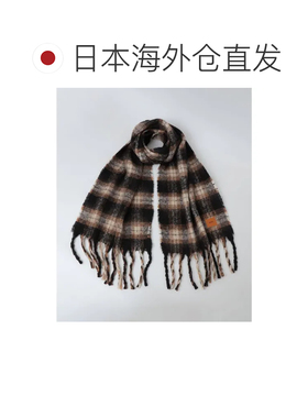 日本直邮WEB限定SHIPS渐变色格纹蓬松围巾 浅绿色