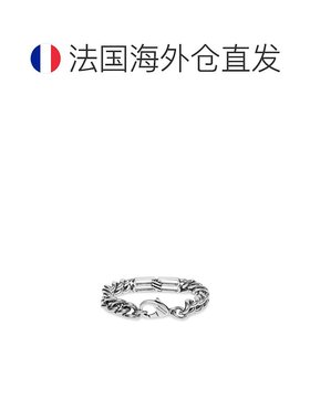 自营欧洲直邮Balenciaga巴黎世家 Bb Icon男士银色黄铜BB标识手链