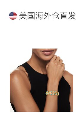 Ross-Simons 绿松石公路手镯 18 克拉金镀在纯银上 - 7 英寸 【美