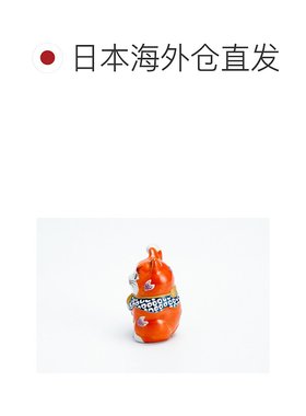 日本直邮九谷烧2号 招财猫 橙色背景花朵（右） 装饰物护身符招财