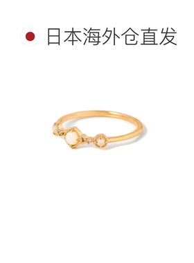 日本直邮agete 女士K10金环戒指 柔和闪耀的蛋白石和钻石设计 独