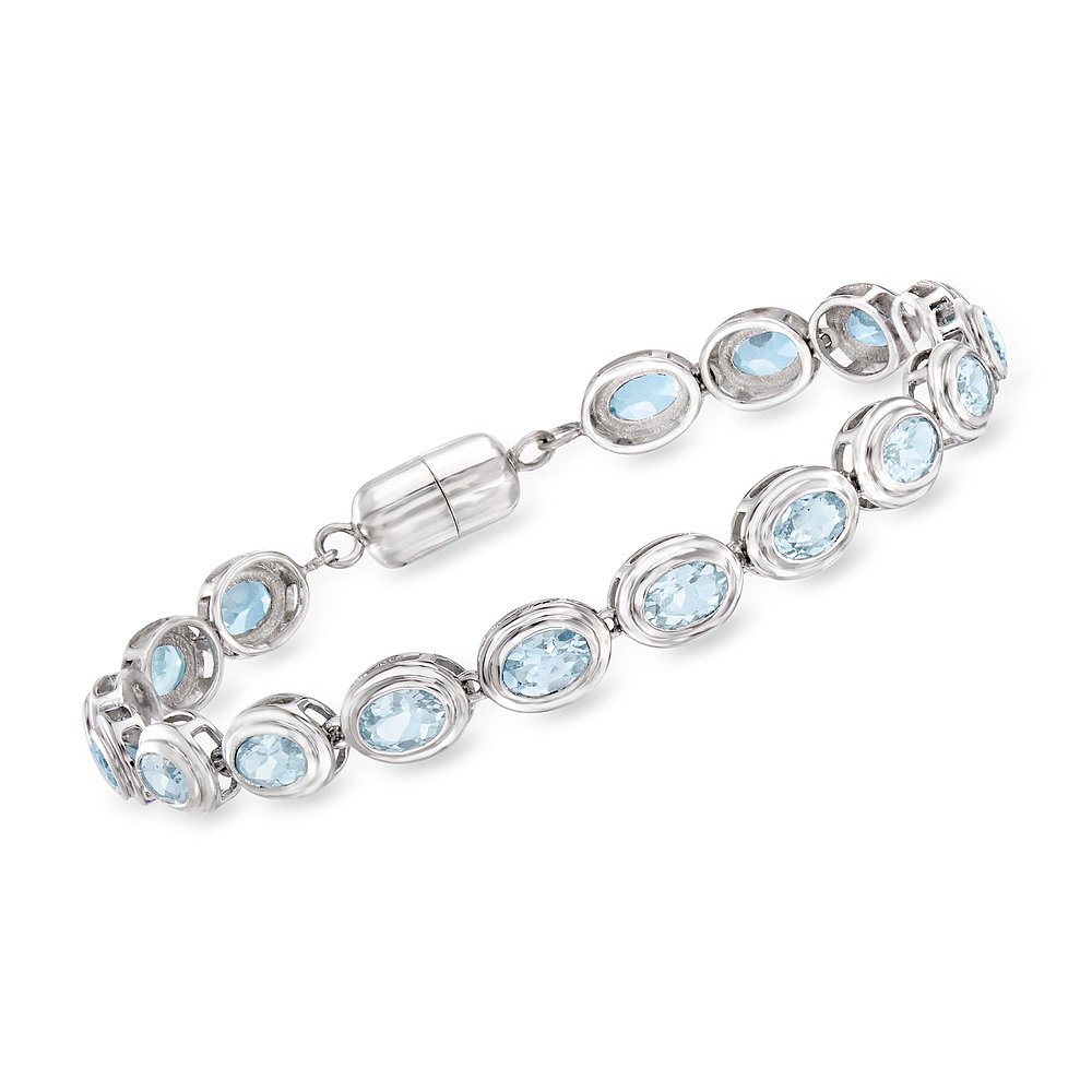 Ross-Simons Aquamarine Bracelet in Sterling Silver With Magn - 图2