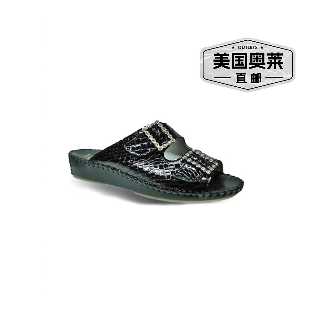 自营laplumeWomen's Jen Croc Rhinestone Sandal In Black - bla - 图0