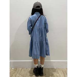 日本直邮GAP 儿童宽松层叠结构牛仔衬衫连衣裙