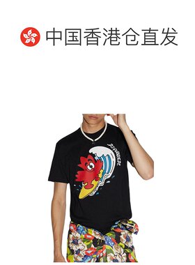 Dsquared2D二次方男士T恤黑色印花图案短袖圆领休闲