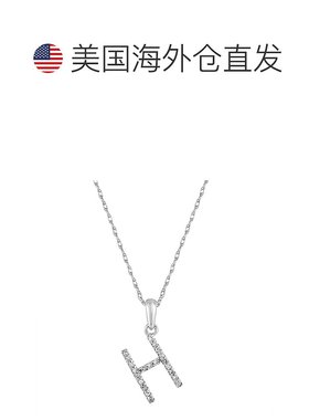 自营 sabrina14k 白金和钻石初始项链 - 白色 h 美国奥莱直发