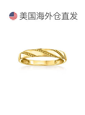 自营Ross-Simons Italian 10kt Yellow Gold Beaded Stripe Ring