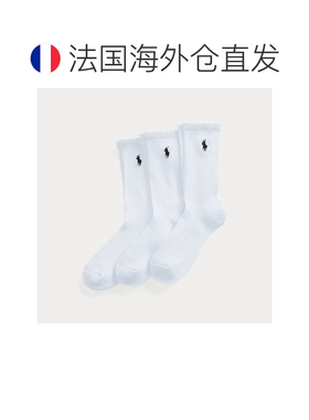 自营欧洲直邮Ralph Lauren拉夫劳伦 女士白色棉质加厚运动袜三双