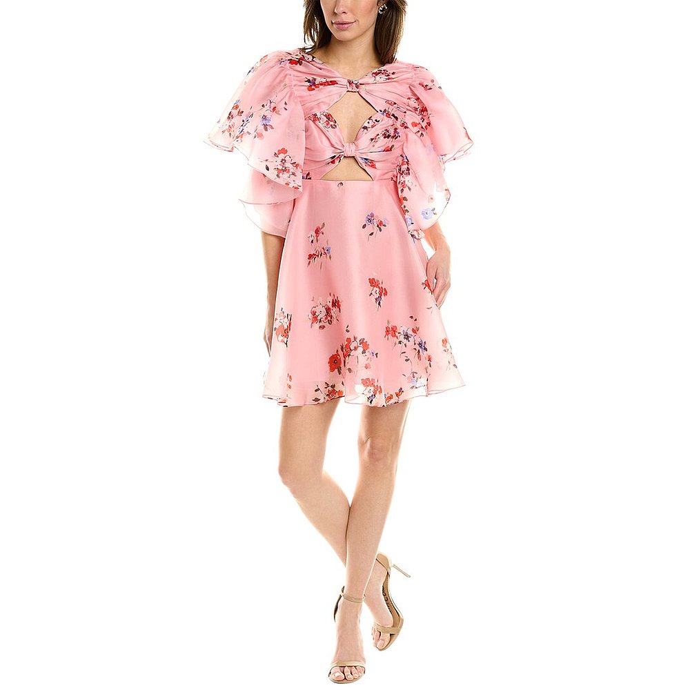 Carolina Herrera Cutout Bow Front Silk A-Line Dress pink 【 - 图2