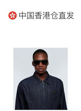 1h可退 香港直邮潮奢 Prada 普拉达 男士 方框太阳眼镜 black黑色