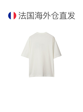 欧洲直邮自营BURBERRY/博柏利 男士白色纯棉徽标玫瑰刺绣宽松T恤