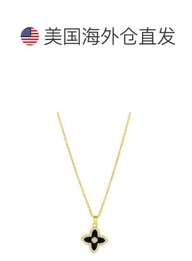 自营Adornia 黑色四叶草项链 金色  - 黑色吊坠 美国直发奥莱