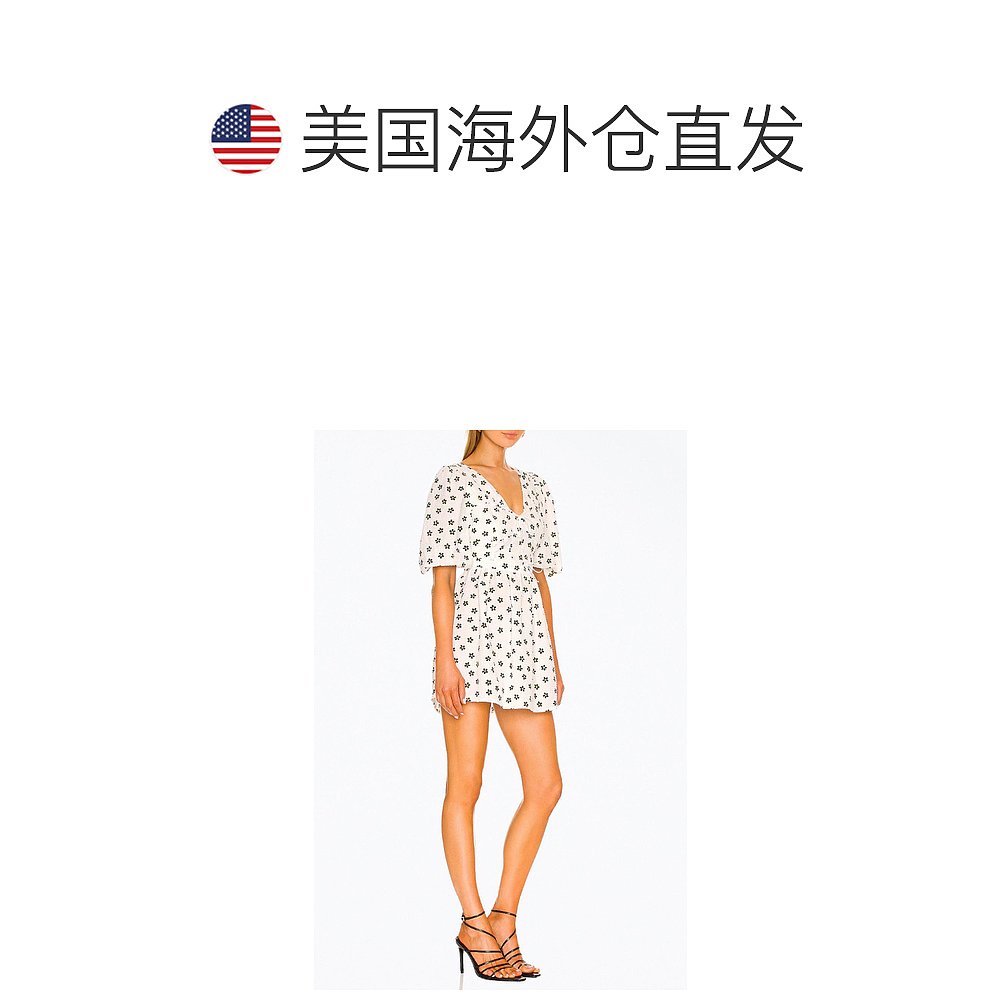 for love & lemonsConnie Daisy Seersucker Mini Dress In Ivory - 图1