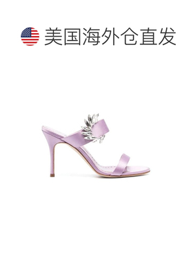 自营Manolo Blahnik Silk Stiletto Heel Women's Sandals - purp