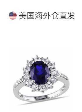 自营 mimi & max925 纯银 4 CT TGW 创造蓝色和白色蓝宝石和 0.05