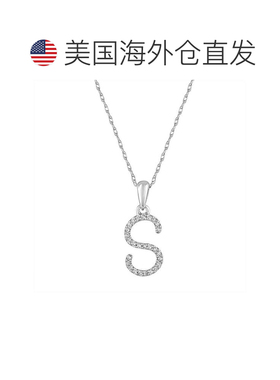 自营 sabrina14k 白金和钻石初始项链 - 白色 s 美国奥莱直发吊坠