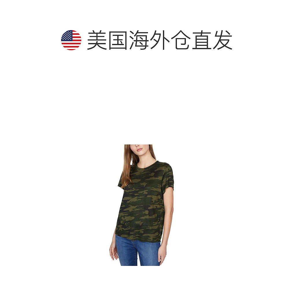 sanctuaryWomens Crew Neck Sheer T-Shirt - green camo 【美国 - 图1