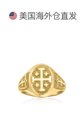 自营 Ross-Simons 14kt Yellow Gold Multi-Cross Signet Ring ye