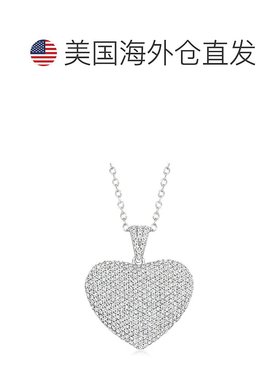 自营Ross-Simons Pave Diamond Heart Pendant Necklace in Sterl