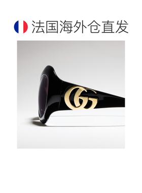 自营欧洲直邮GUCCI古驰 黑色圆形太阳镜男女同款
