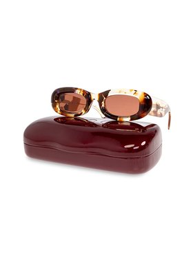 GUCCI 女士眼镜 819573J07652323 SS2025 粉红色 矩形框太阳镜