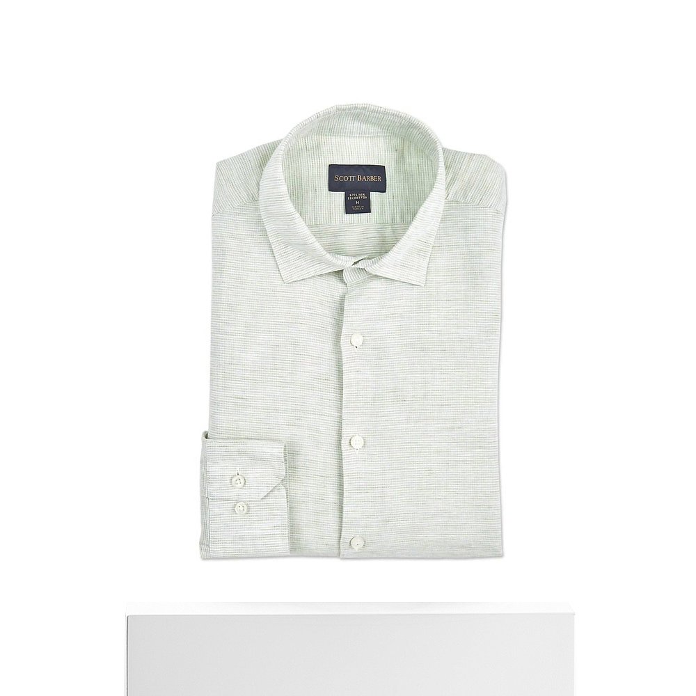 scott barberMen Barre Shirt In Celadon- celadon【美国奥莱-图3