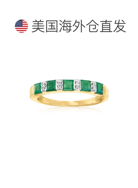 自营Ross-Simons 18kt 金镶钻祖母绿戒指 绿色 美国奥莱直发