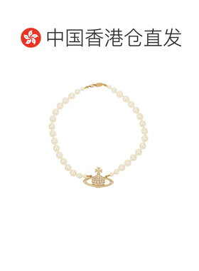 香港直邮Vivienne Westwood 西太后 女士 金色镶白钻珍珠项链 金
