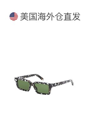 自营 off-white米白色太阳镜矩形全边，黑色哈瓦那框和绿色镜片Oe