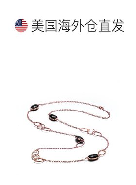 自营 GENEVIVE 纯银镀玫瑰金黑色立方氧化锆站项链 美国奥莱直发