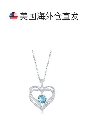 自营 simona纯银双心 CZ 吊坠带链 - 浅绿色 美国奥莱直发