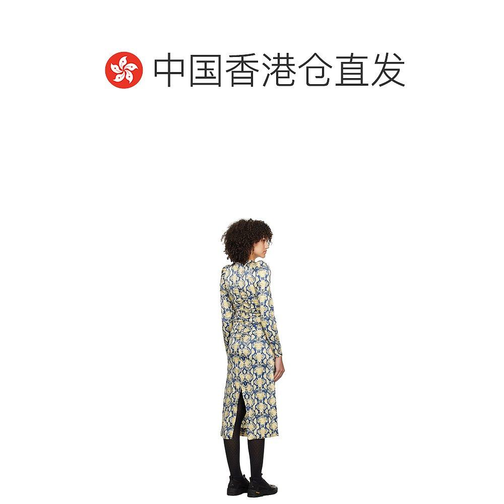 1h可退 香港直邮潮奢 GANNI 甘尼 女士 蓝色 & 米色 Snake Printe - 图1