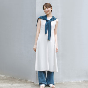 日潮跑腿UNIQLO优衣库25女装高弹力无袖纯色连衣裙内搭裙子477305