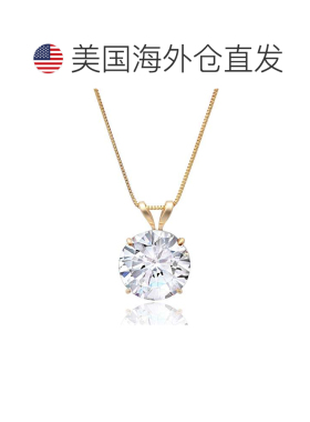 自营max + stone14k金9MM接龙立方氧化锆吊坠项链与18英寸盒链-黄