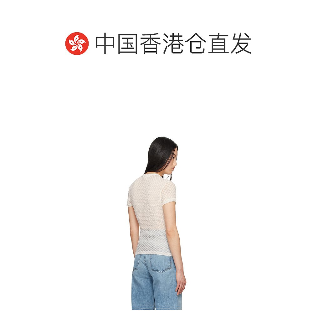 香港直邮潮奢 Frame Denim 女士 灰白色圆领 T 恤 F23CCH01 - 图1