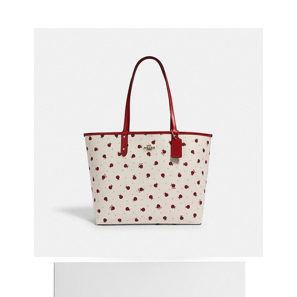 天猫国际海外仓直购美国直邮 COACH 蔻驰 女士皮+PVC双面敞口托特包大容量夏季限量色3