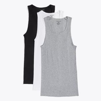 Nautica Men's Ribbed Tank Top, 3-Pack - ຜົມຊື່ Heather ສີເທົາ