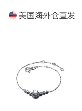 自营 GENEVIVE 纯银立方氧化锆可调节手链 - 银白色 美国奥莱直发