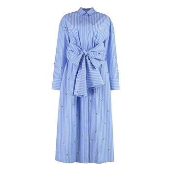 ຮ່ອງກົງ direct mail ຟຸ່ມເຟືອຍ trendy Msgm MSGM backless embroidered striped shirt dress