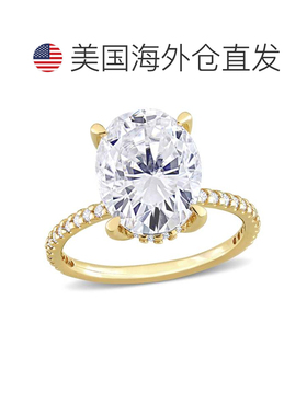 自营mimi & max4 7/8 CT DEW 10K 金椭圆形莫桑钻订婚戒指 - 黄色