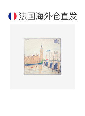自营欧洲直邮Burberry博柏利 London女士米色/多色丝质伦敦印花方