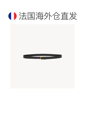 欧洲直邮自营YSL圣罗兰 男士黑色橡胶极简细腰带