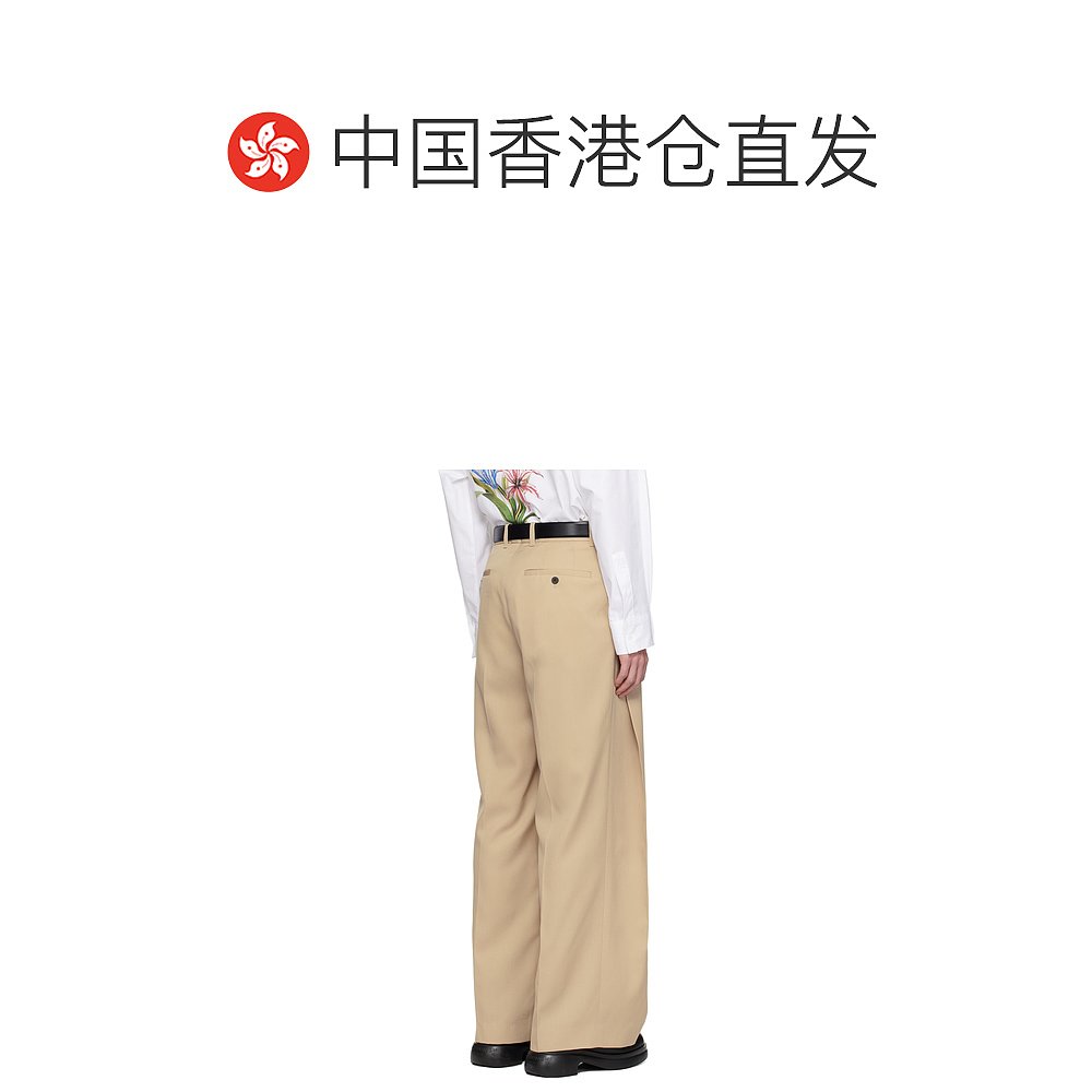 香港直邮潮奢 Wooyoungmi 吴阳米 男士 驼色 Two-Tuck 长裤 W241P - 图1